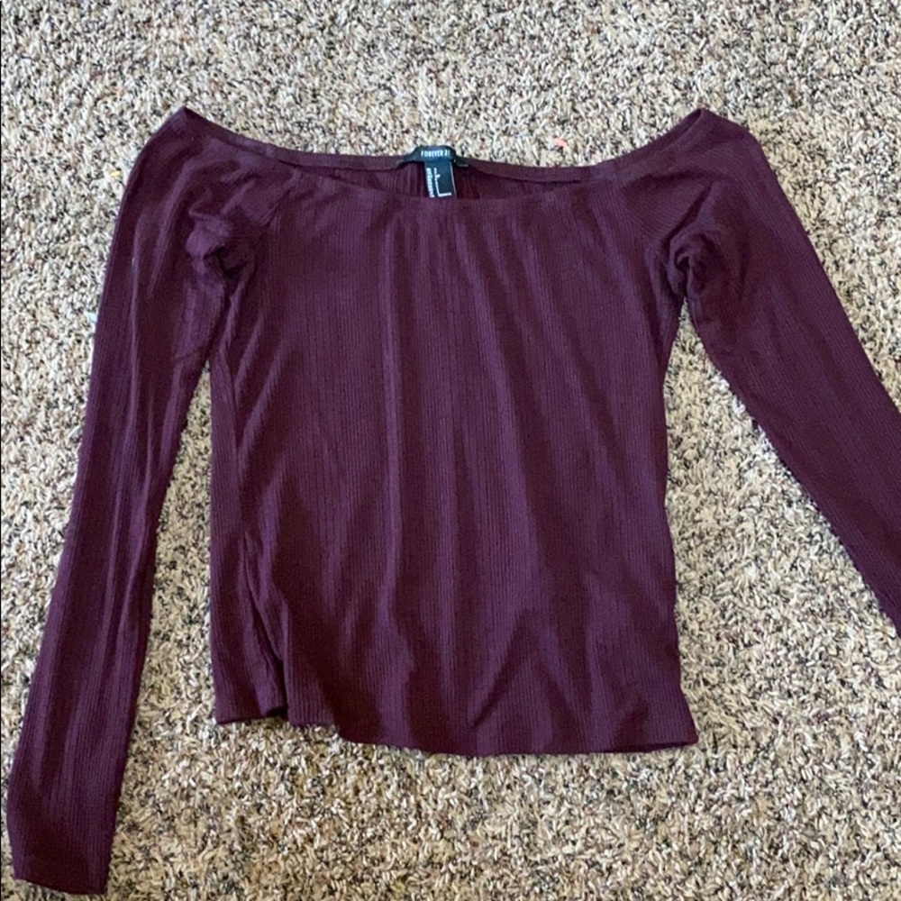 Burgundy off the shoulder top